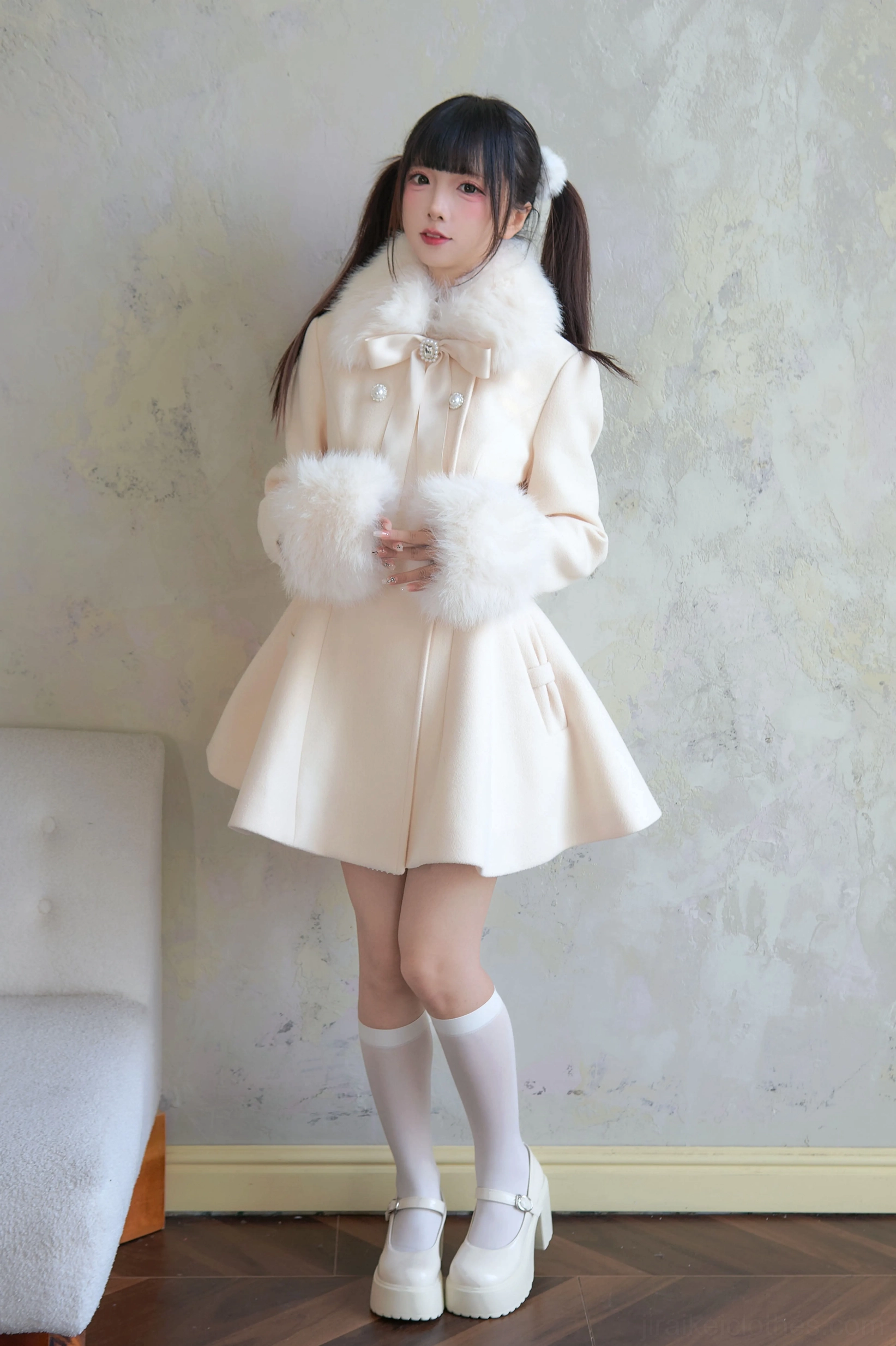 Jirai Kei winter coat editorial fashion photography showcasing aesthetic versatility cultural significance and artistic expression potential