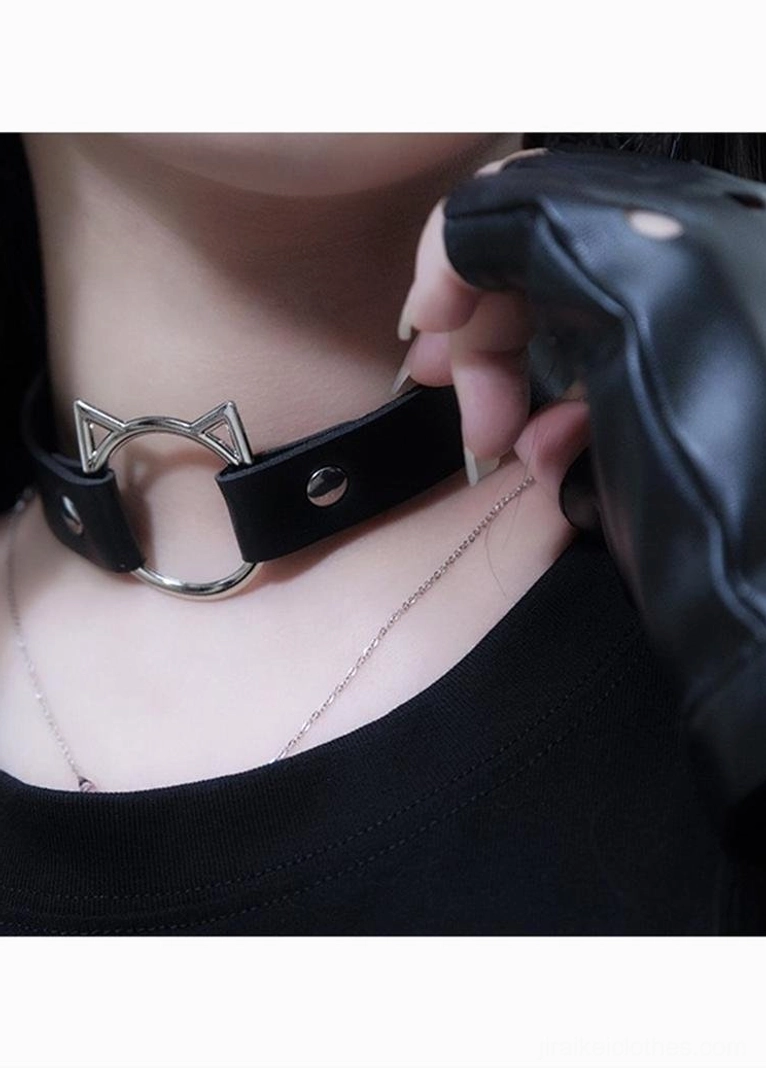 Black choker individual component available separately for Jirai Kei Y2K anime skirt set styling and custom outfit combinations