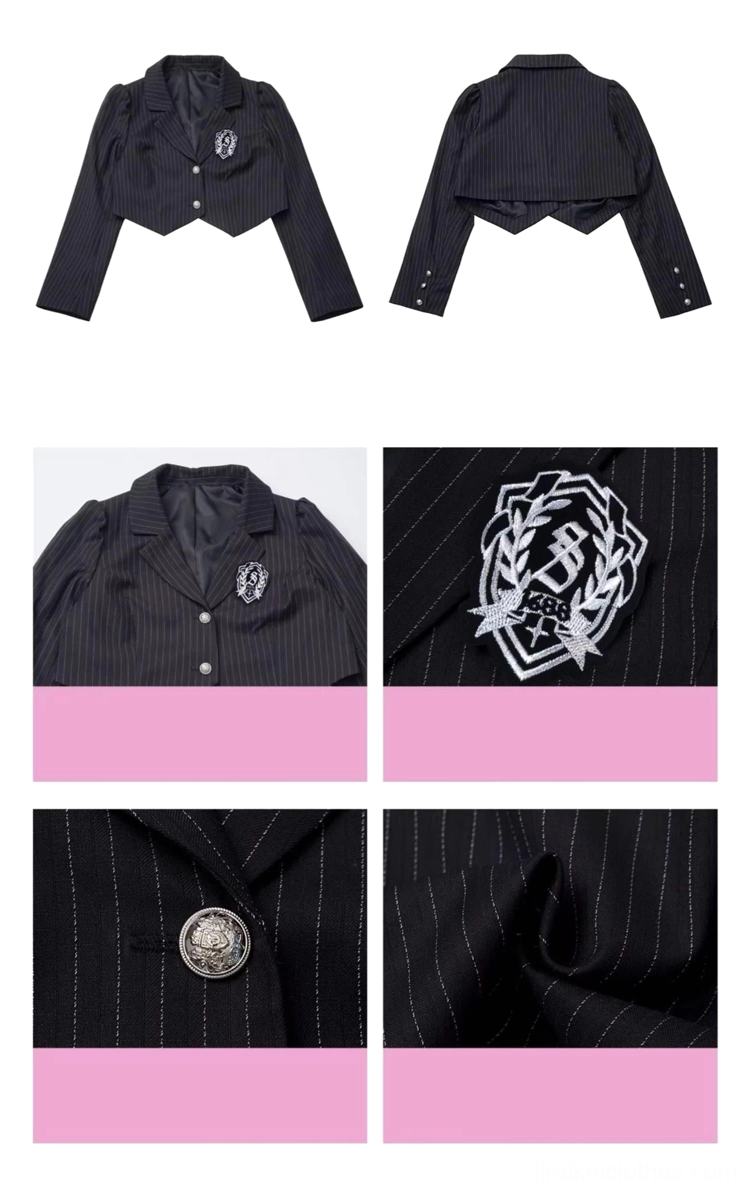 JK school uniform size chart comparison showing measurements in centimeters for blouse, skirt, and blazer across sizes S, M, and L for proper fit selection