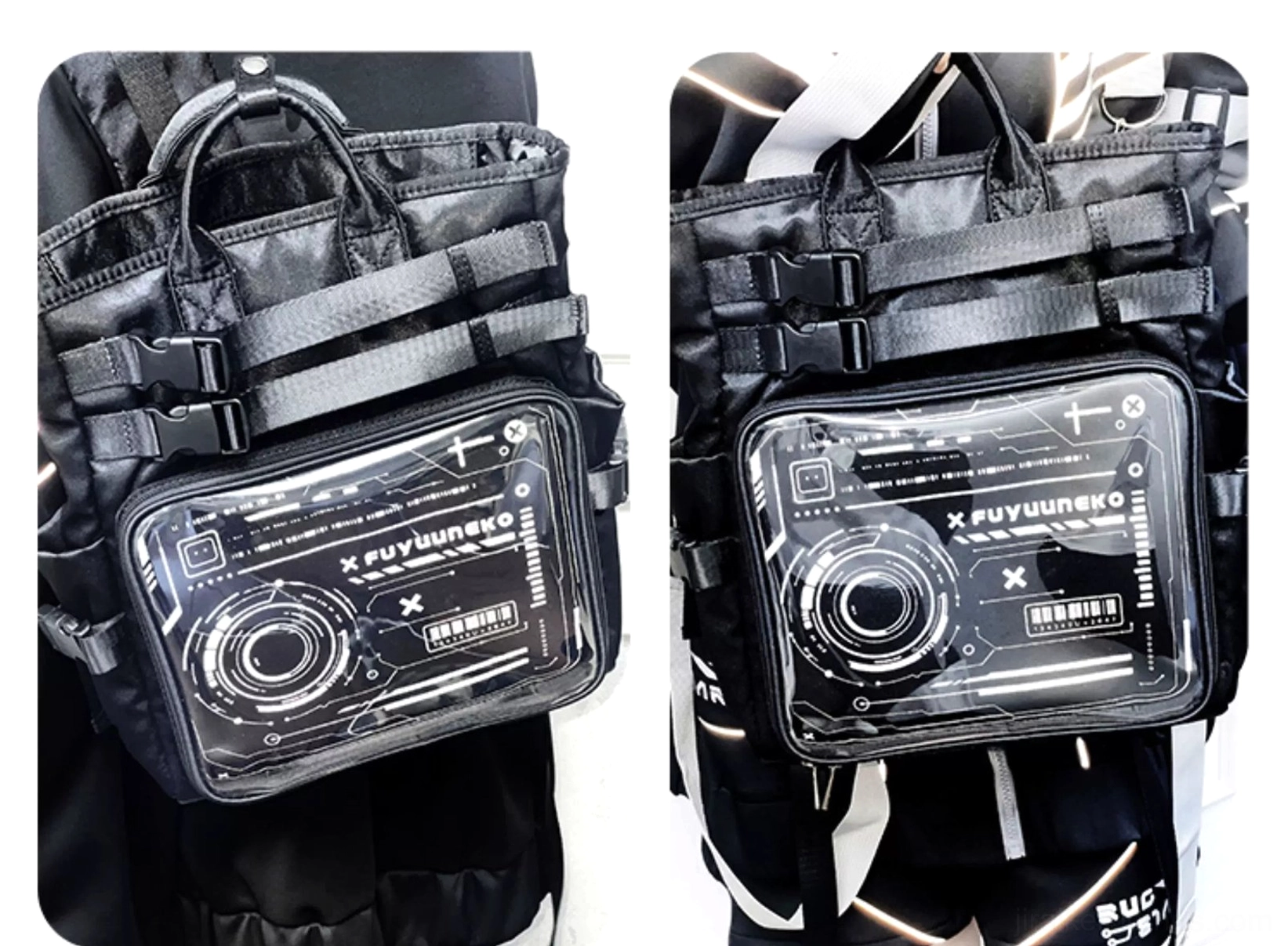 Large capacity Jirai Kei ita backpack packed with A4 books anime merchandise and daily essentials demonstrating storage capability