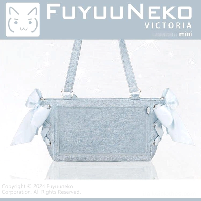 Light blue denim Jirai Kei ita bag variant product shot displaying casual cool aesthetic details