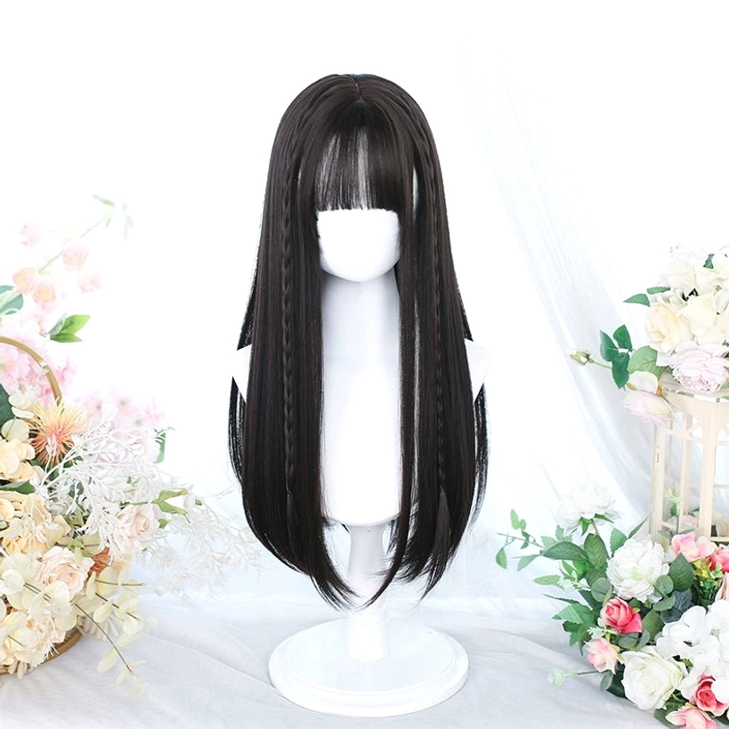 Long Jirai Kei wig with straight bangs styled with accessories for complete alternative fashion look