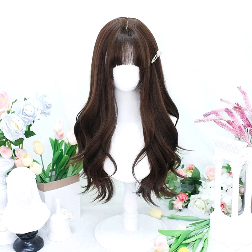 Long straight Jirai Kei wig with perfect bangs suitable for convention and cosplay aesthetic styling