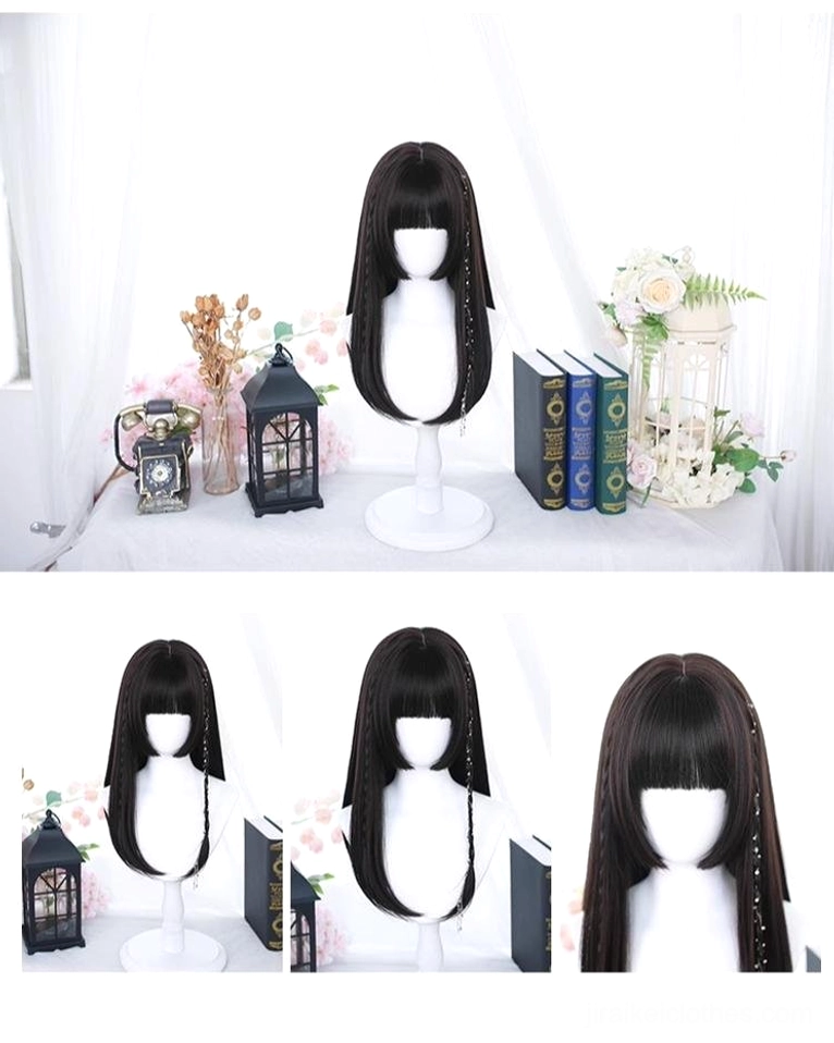 Long straight Jirai Kei wig with perfect bangs lightweight breathable high-temperature fiber