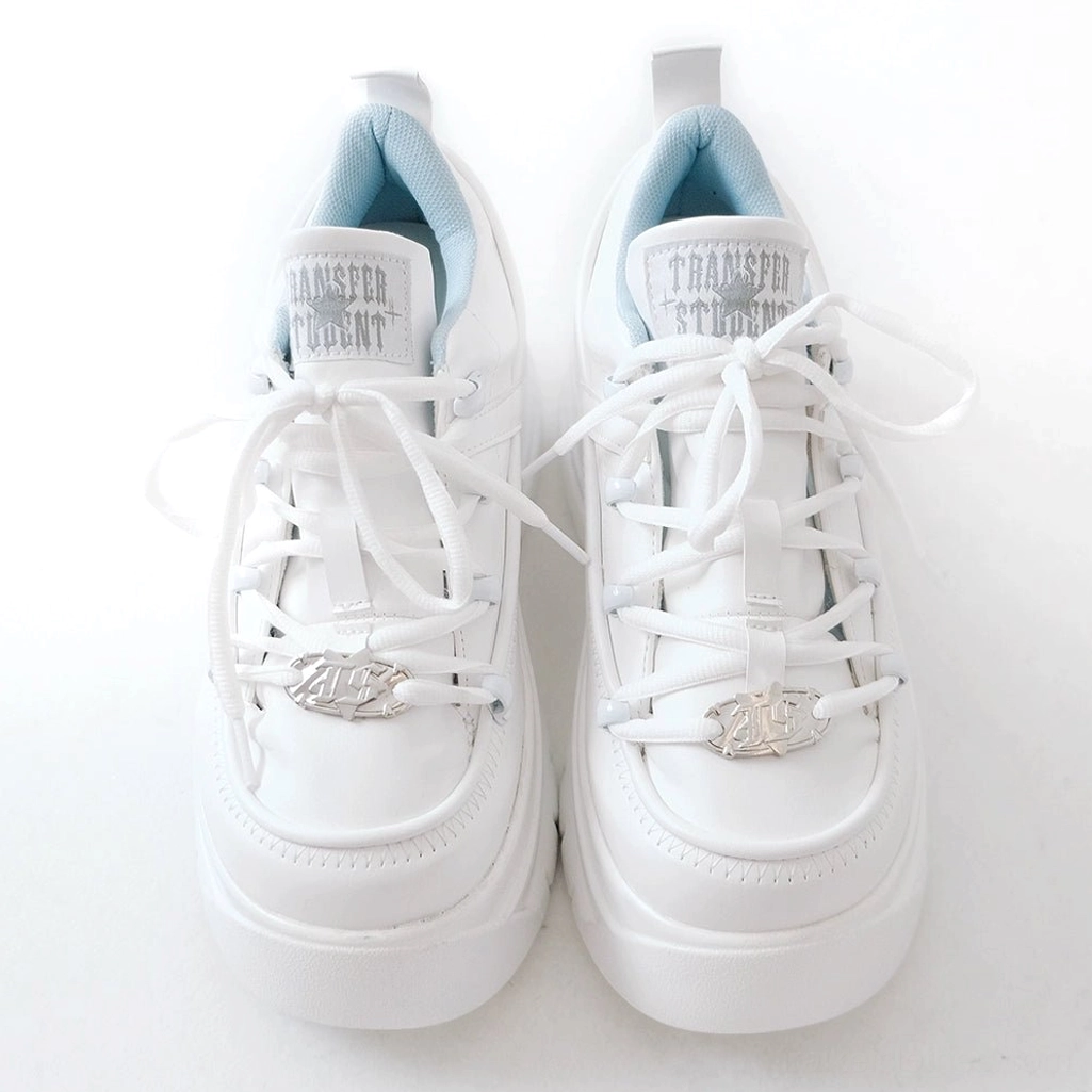 Matte white jirai kei platform chunky sole sneakers versatile styling option for complete jirai kei fashion collection and outfits