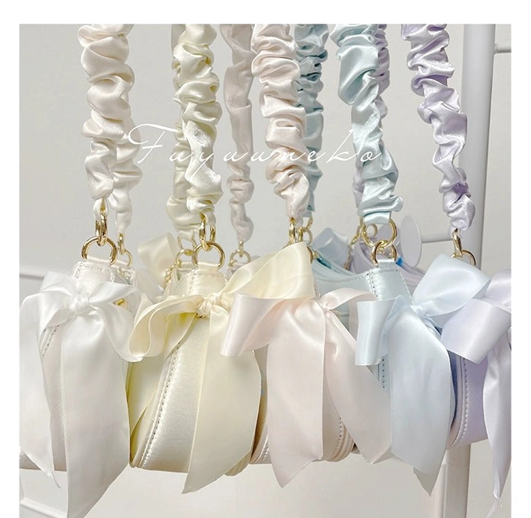 Milky white ita bag pristine innocent romantic foundation colorway displaying pure aesthetic, satin sheen, and classic Jirai Kei style essentials