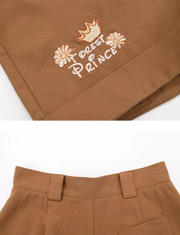 Mori kei academy set showing hand-finished embroidery details and artisanal textile construction quality