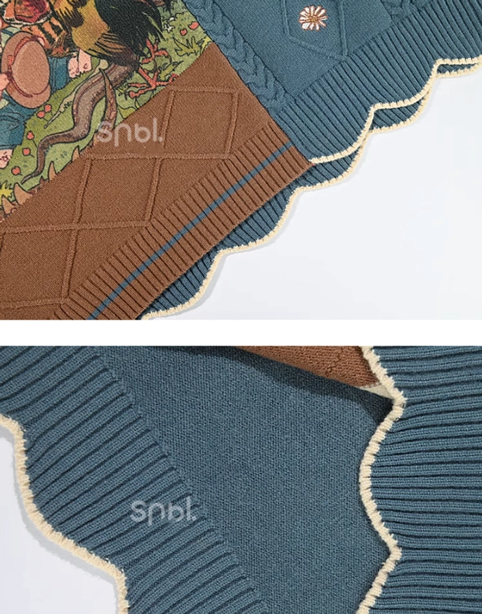 Mori kei shorts embroidered waistband detail close-up showing fine embroidery work and decorative accents