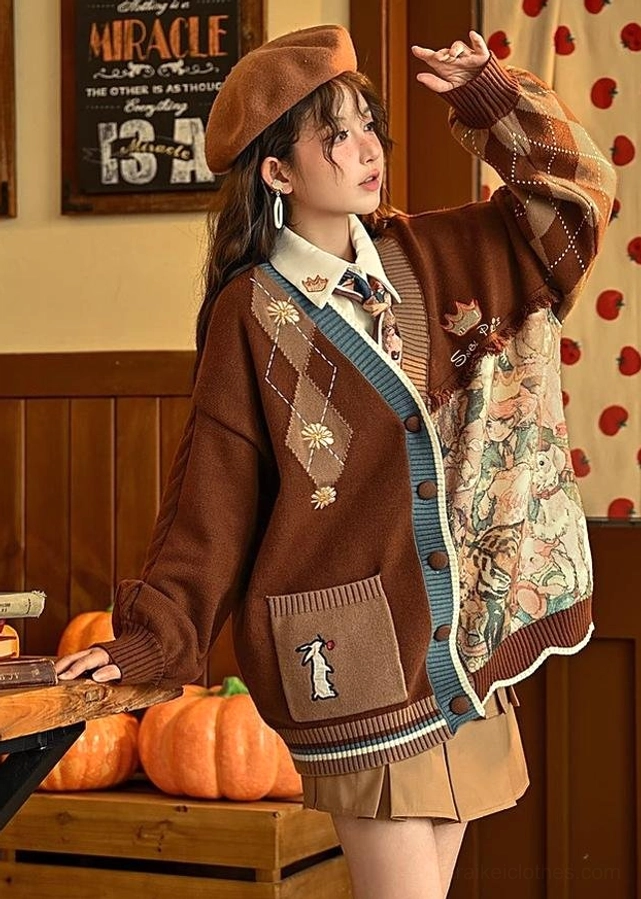 Mori Kei vintage three-piece set styling inspiration showing complete outfit coordination with accessories