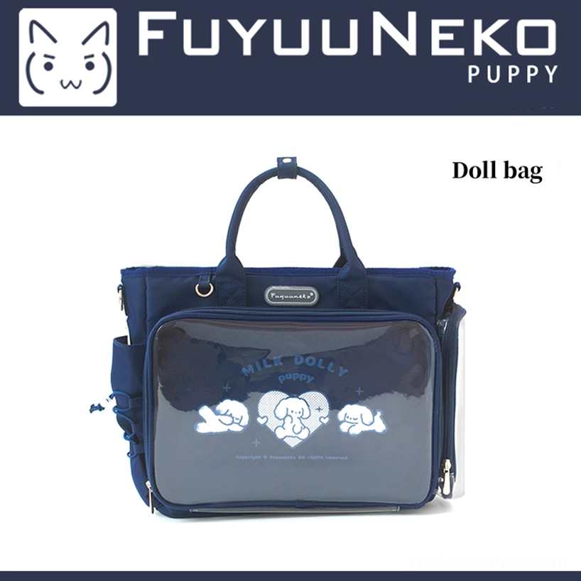 Navy blue Jirai Kei itabag sophisticated kawaii anime character collectible display window