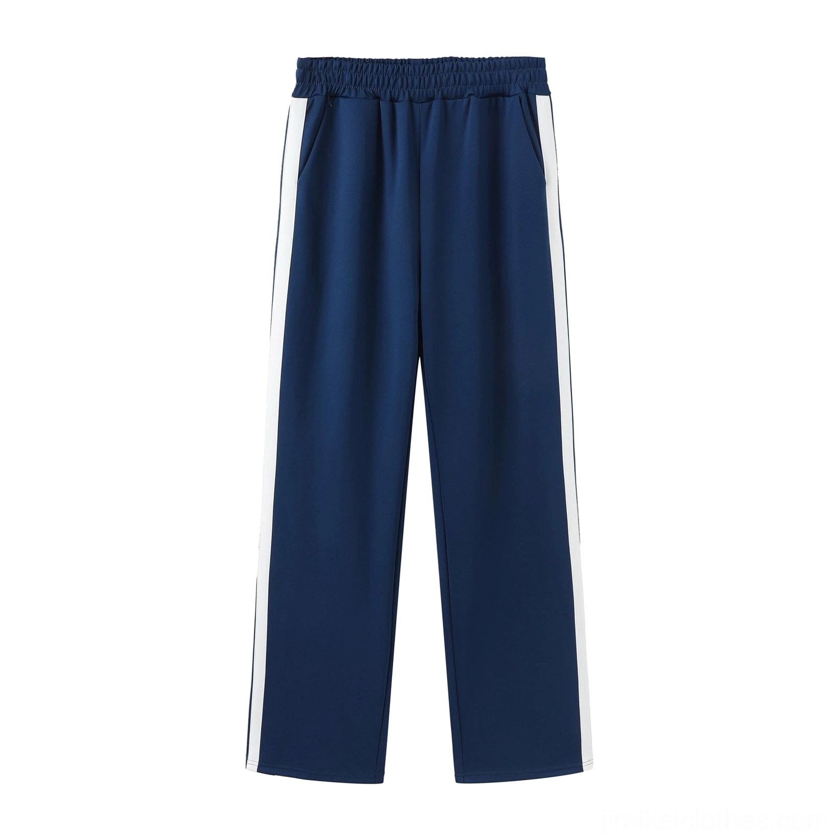 Navy Jirai Kei Jersey Maid matching pants with elastic waist and loose-fitting legs, year-round wear option, comfortable relaxed silhouette for subculture styling, product display