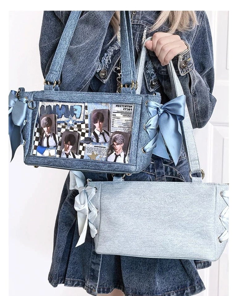 Off-white leopard print style Jirai Kei ita bag flat lay showing color palette and material quality
