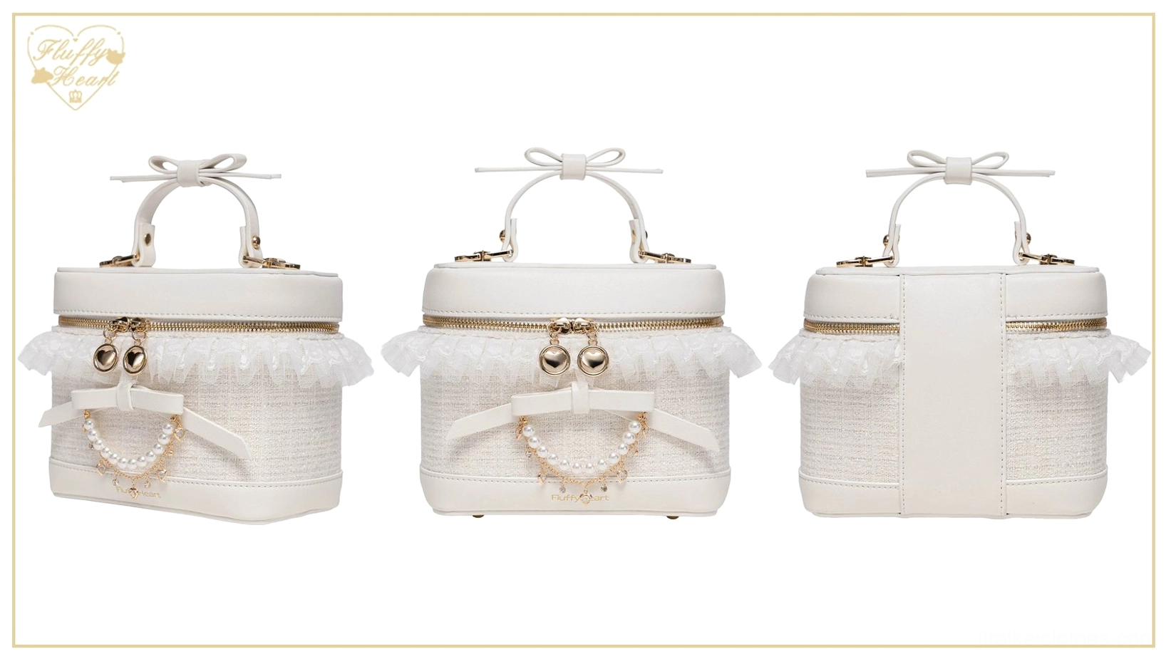 Off-white Ryousangata bucket bag with chain lace embellishment delicate feminine aesthetic