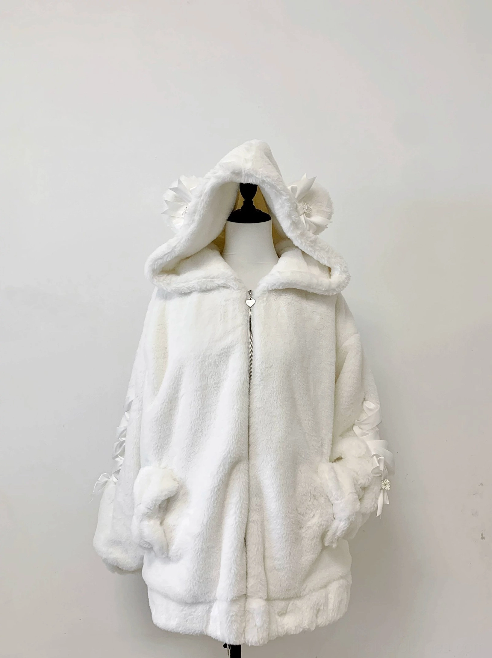 Off-white Ryousangata bear ear hoodie coat variant standalone product display showing full design