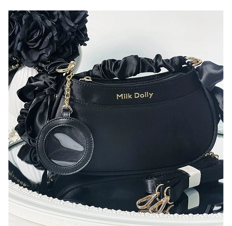 Orange pink ita bag bold statement piece showing playful femininity colorway option, satin finishing details, and vibrant Jirai Kei aesthetic energy