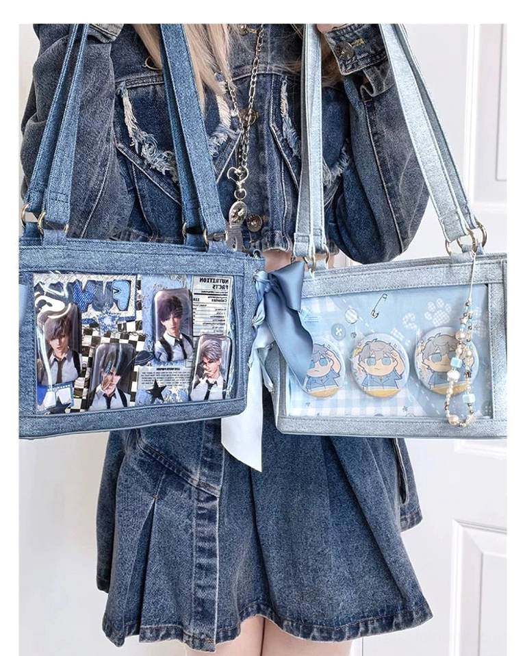 Pink leopard print style Jirai Kei ita bag three-quarter view highlighting design and decoration comprehensive details