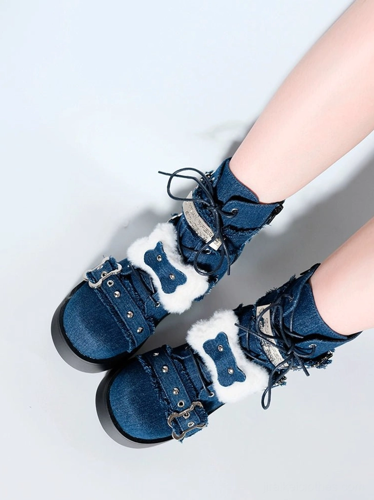 Platform Martin boots metal hardware close-up showing natural patina development, chain straps, buckle details over time