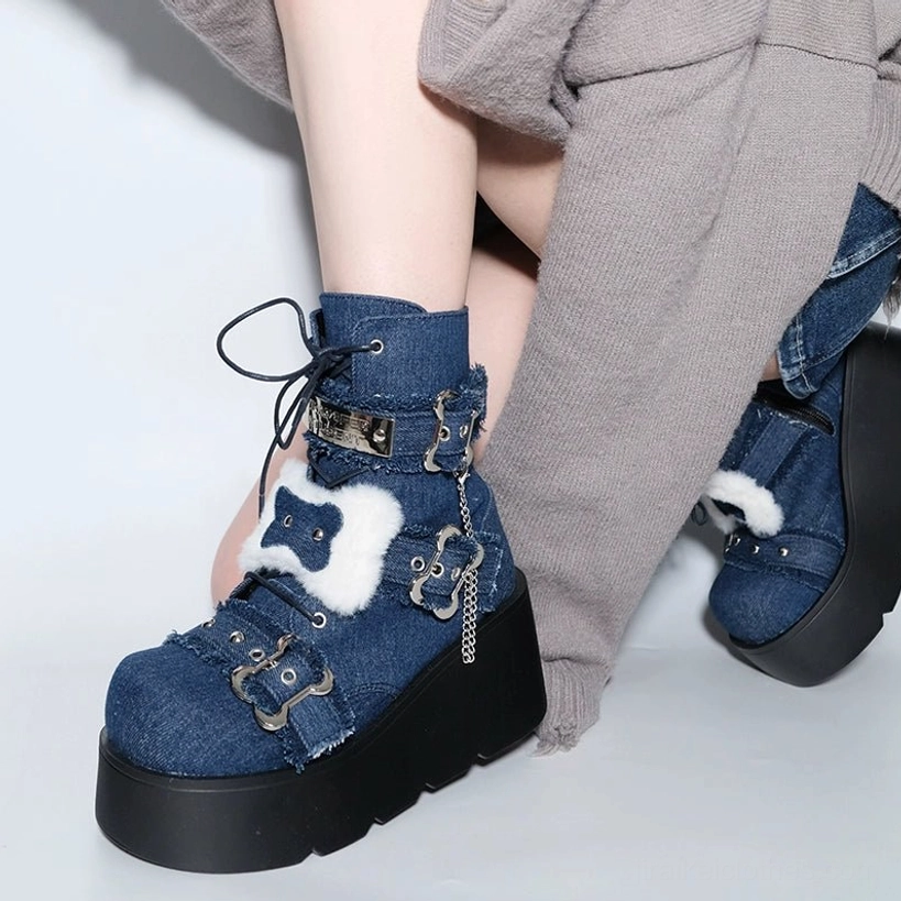 Platform Martin boots seasonal wear guide showing spring summer autumn winter styling with bone decoration subculture