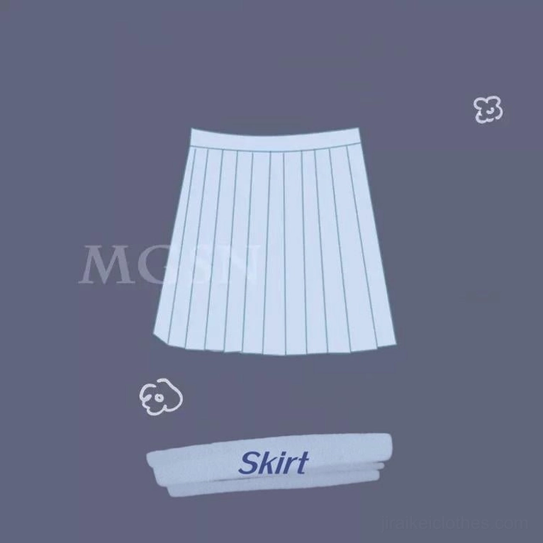 Pleated mini skirt only - light blue classic design with zipper closure, functional side pockets, and unlined construction for Tenshi Kaiwai aesthetic