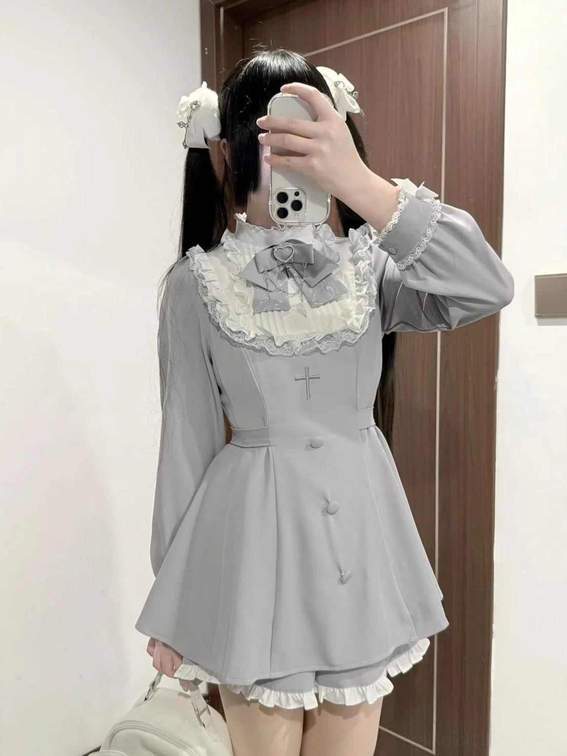 Plus size Jirai Kei long sleeve dress shorts set elastic waist comfortable fit inclusive sizing XS to 4XL