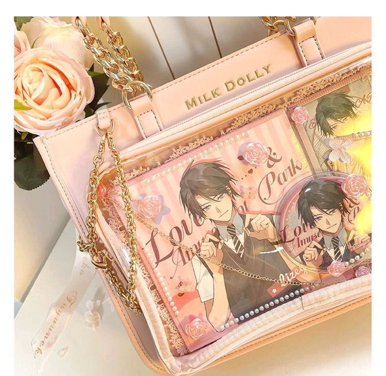 Premium pu leather construction on checkered ita bag showing structured shape holding capability for badge display