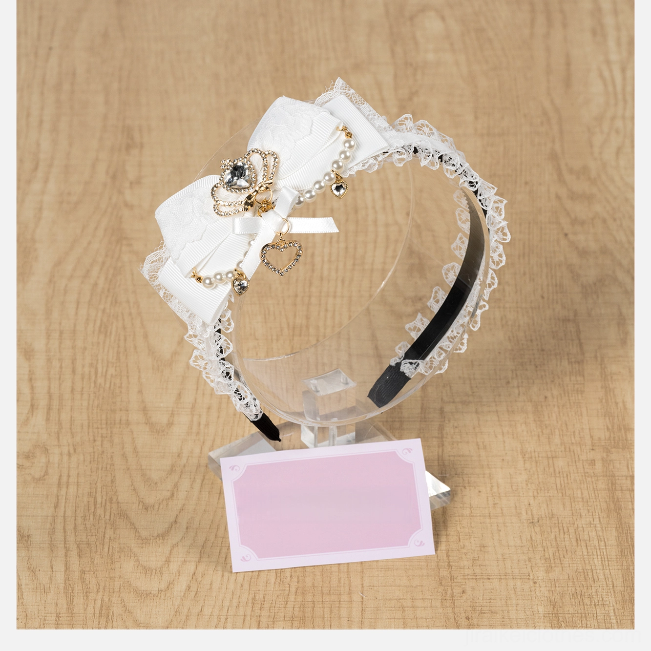 Pure white ryousangata lace bow headband product showcase ethereal angel-core jirai kei aesthetic
