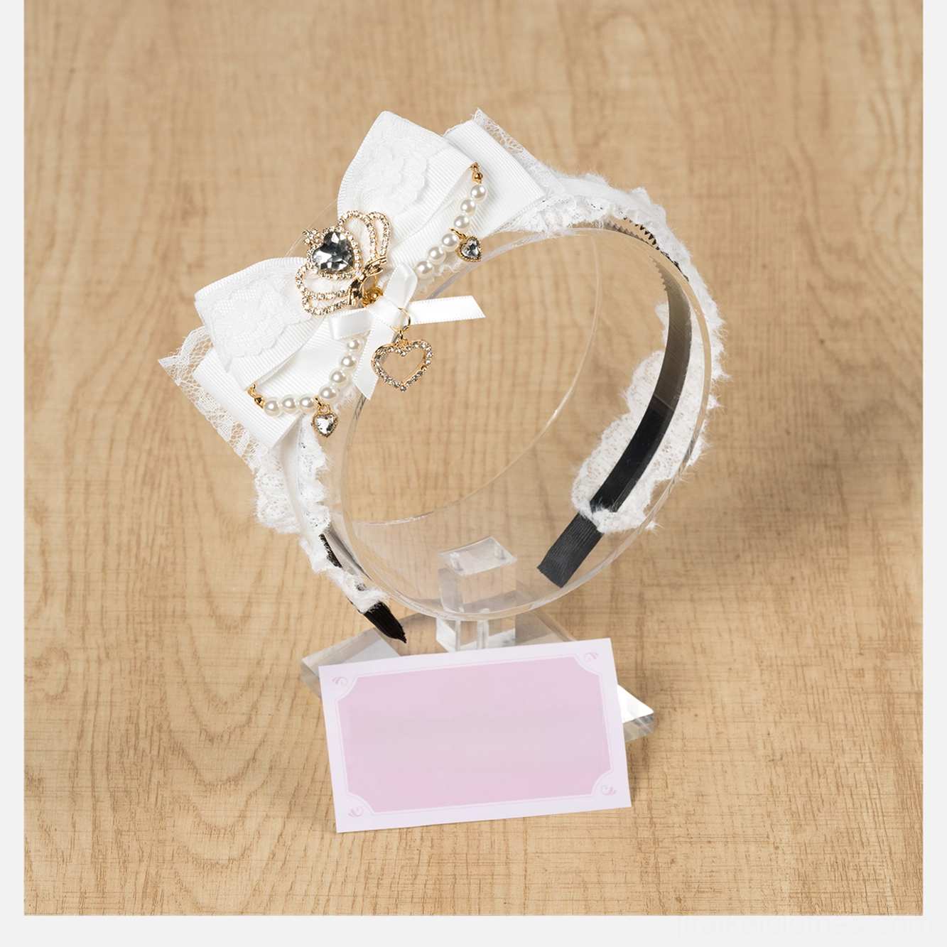 Pure white ryousangata plush bow headband product display cozy innocent aesthetic soft material
