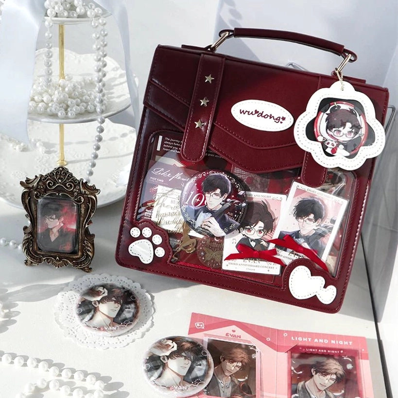 red jirai kei cat paw ita bag bold red color clear display window fashion styling