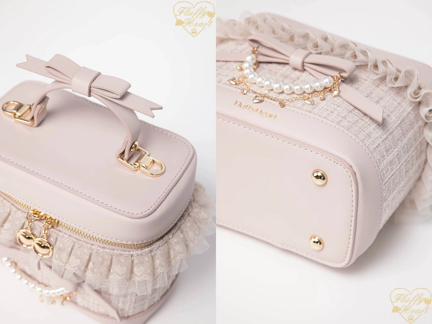 Ryousangata bucket bag lock clasp bow handle mechanism heart-shaped zipper pull Jirai Kei aesthetic