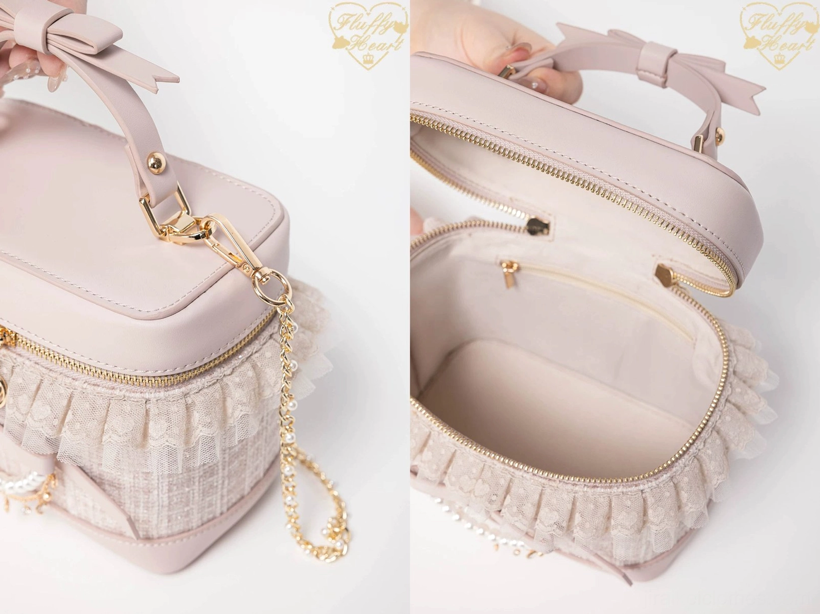 Ryousangata bucket bag interior ruffled lining polyester detail functional design showcase
