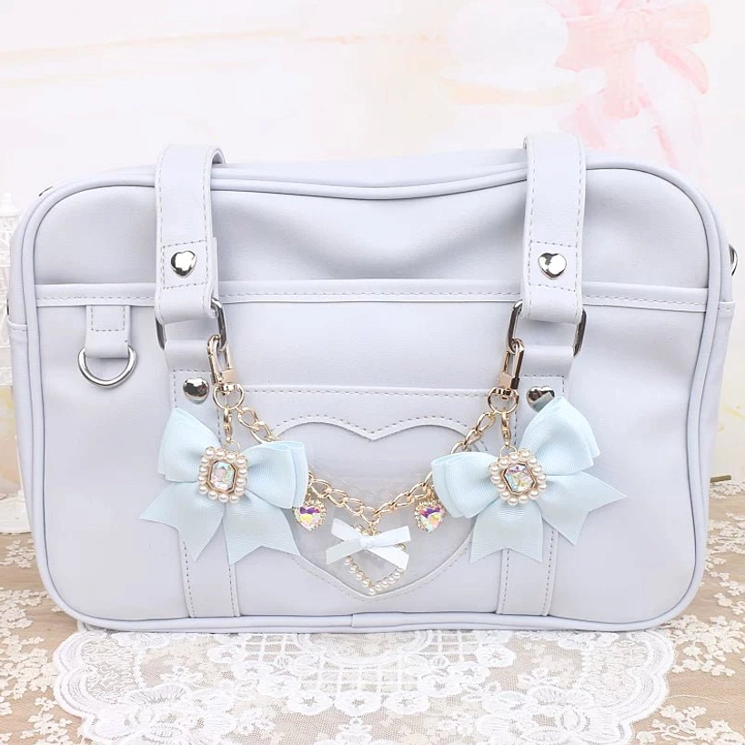 Ryousangata heart charm pendant rhinestone embellishment close-up Jirai Kei luxury detail