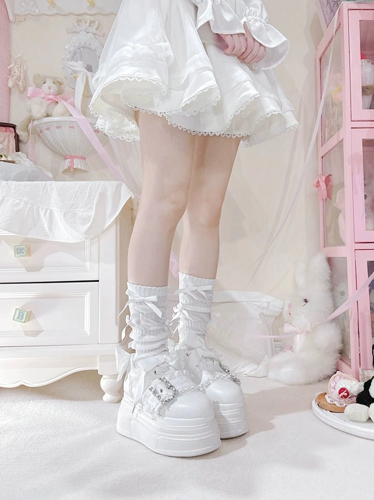 Ryousangata Jirai Kei platform shoes pu material texture close-up showing quality construction durability
