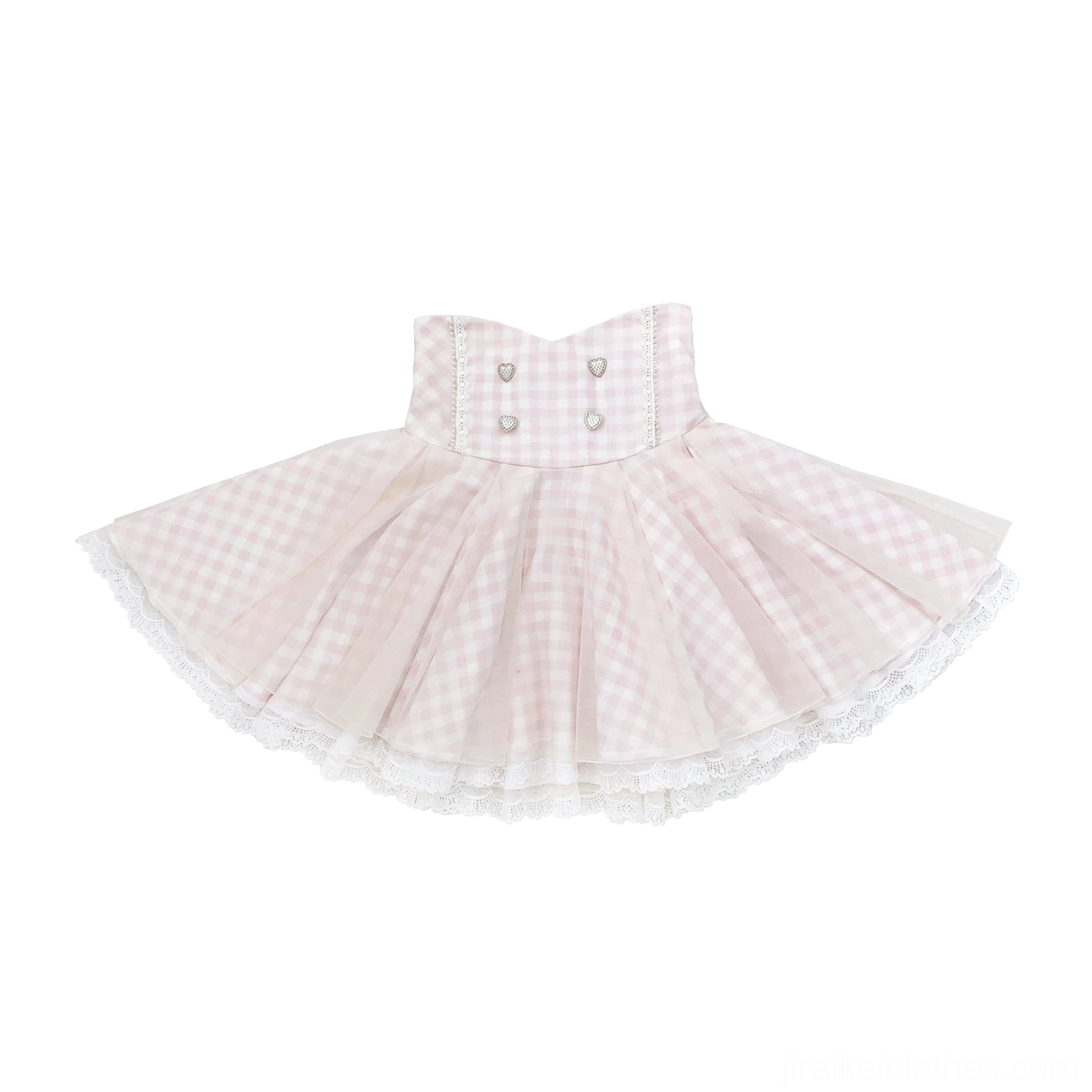 Ryousangata pink gingham layered skirt with integrated shorts detailed construction high-waisted cut elastic waistband separate product component option