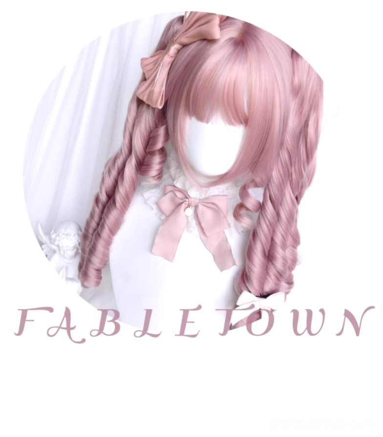 Air bangs fringe detail of sakura pink Lolita wig showing 12cm length and face-framing styling for authentic Jirai Kei aesthetic