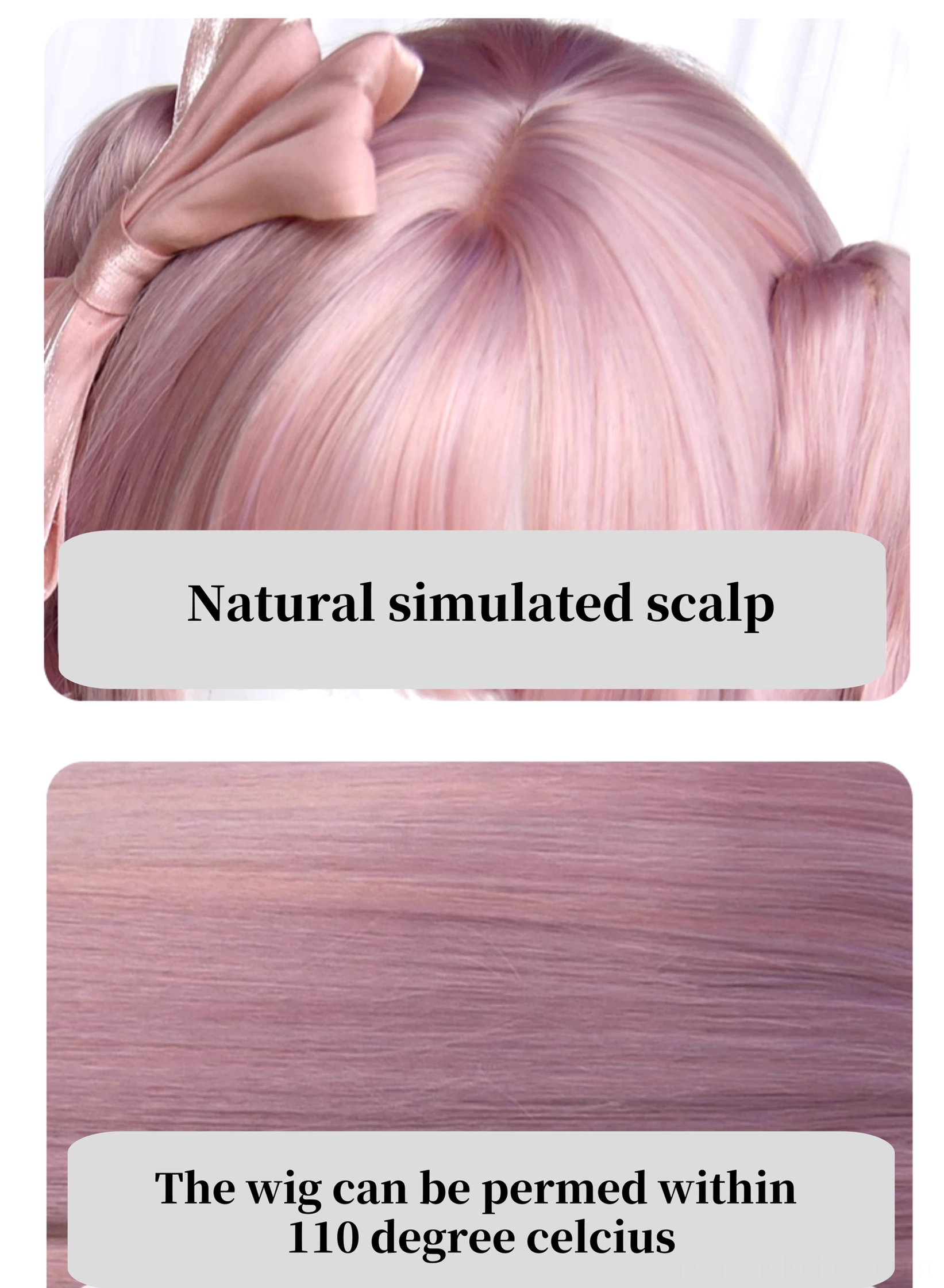 Sakura pink Lolita wig styling guide showing recommended paired accessories including headpieces, bows, and ornamental details for complete Jirai Kei look