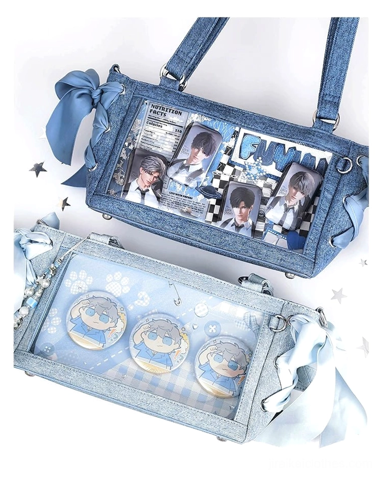 Silver leopard print style Jirai Kei ita bag flat lay showcasing pattern texture and satin bow details