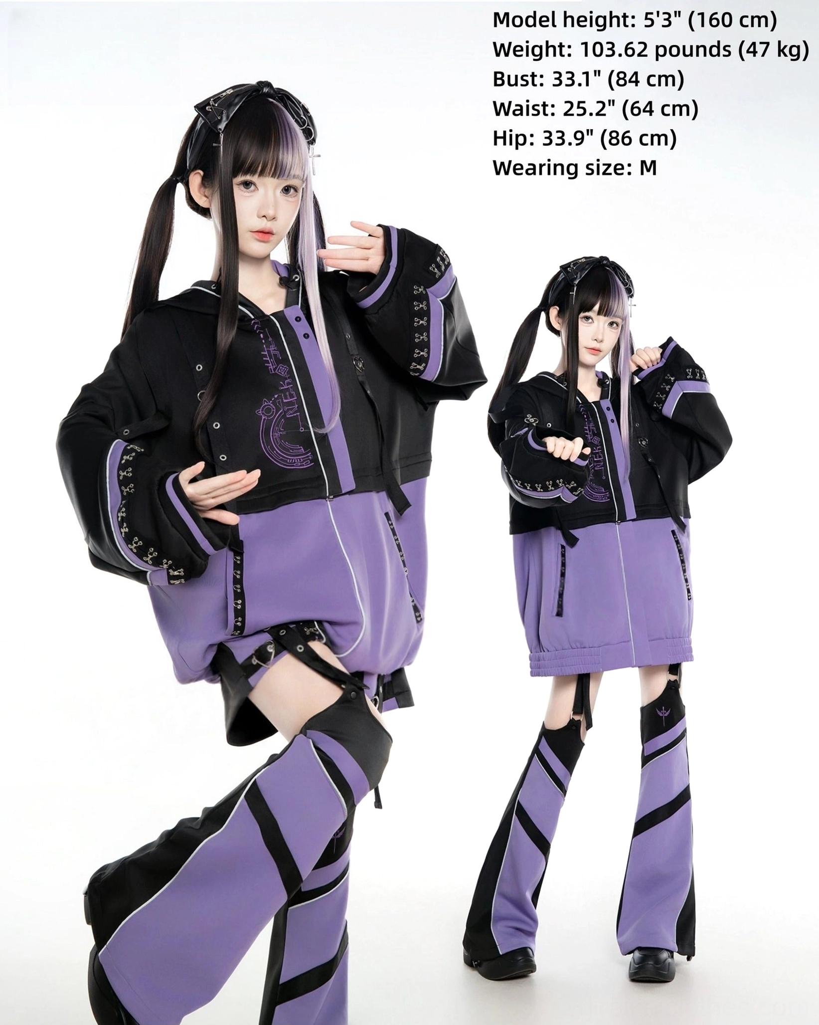 Tenshi Kaiwai leg warmers split style color-block detail fit ankle opening adjustable top elastic