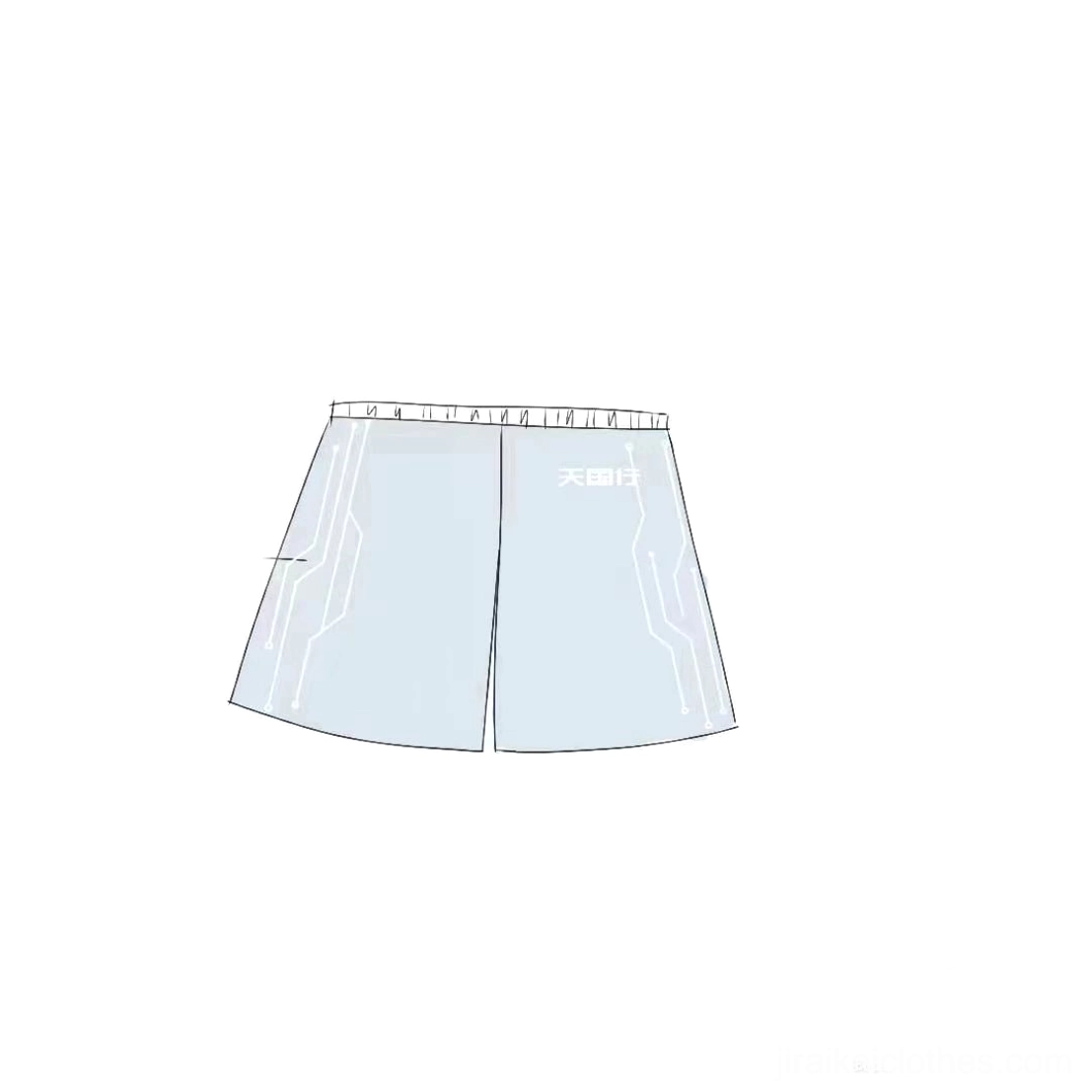 Tenshi Kaiwai light blue shorts standalone piece showing design details and fit proportions for mixing and matching versatility