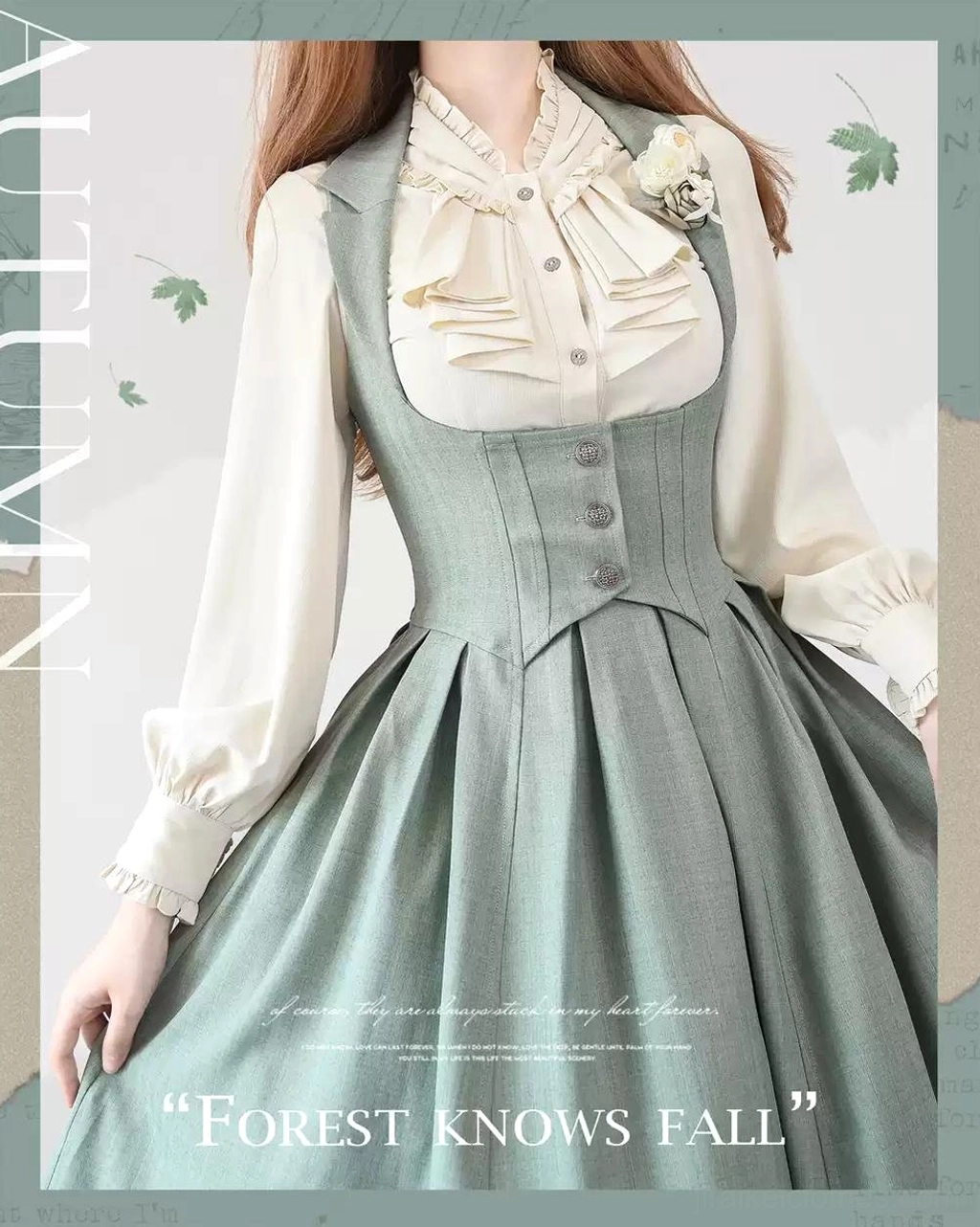 Vintage corset Lolita dress lapel detail structured neckline elegant design classic fashion