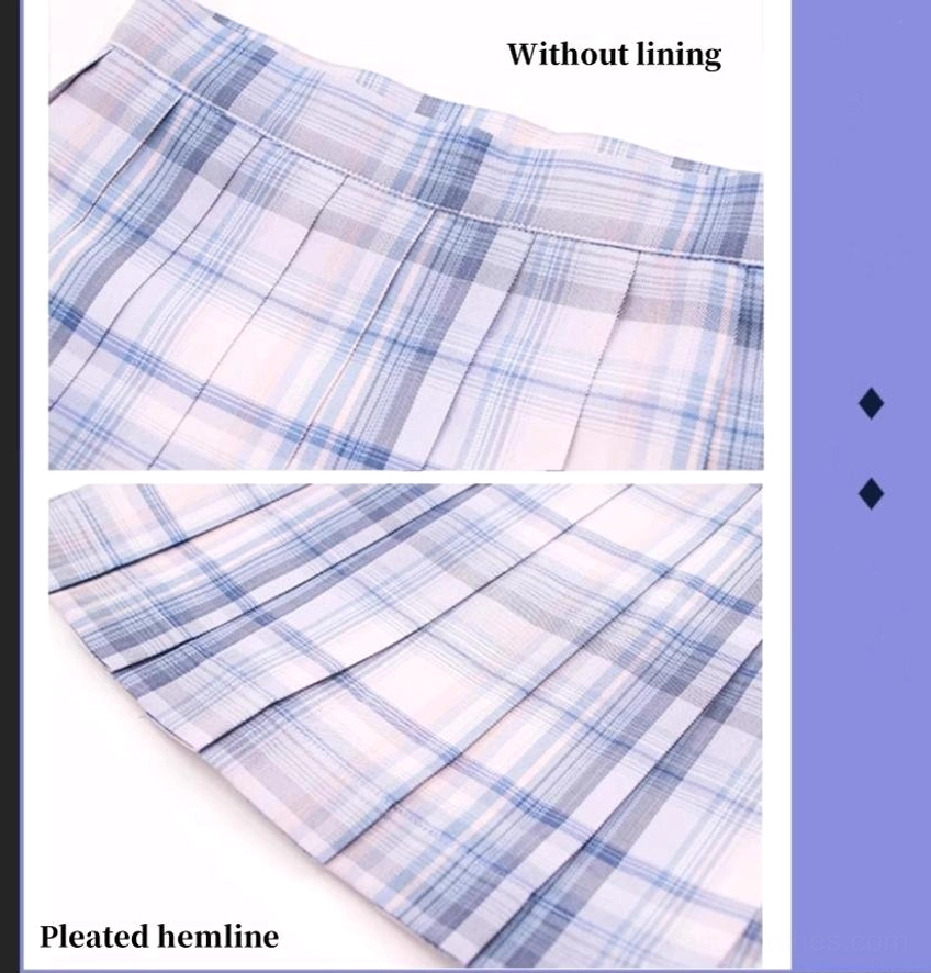 Violet plaid pleated skirt detail view buckle hardware and pleat construction jirai kei alternative fashion mini skirt quality