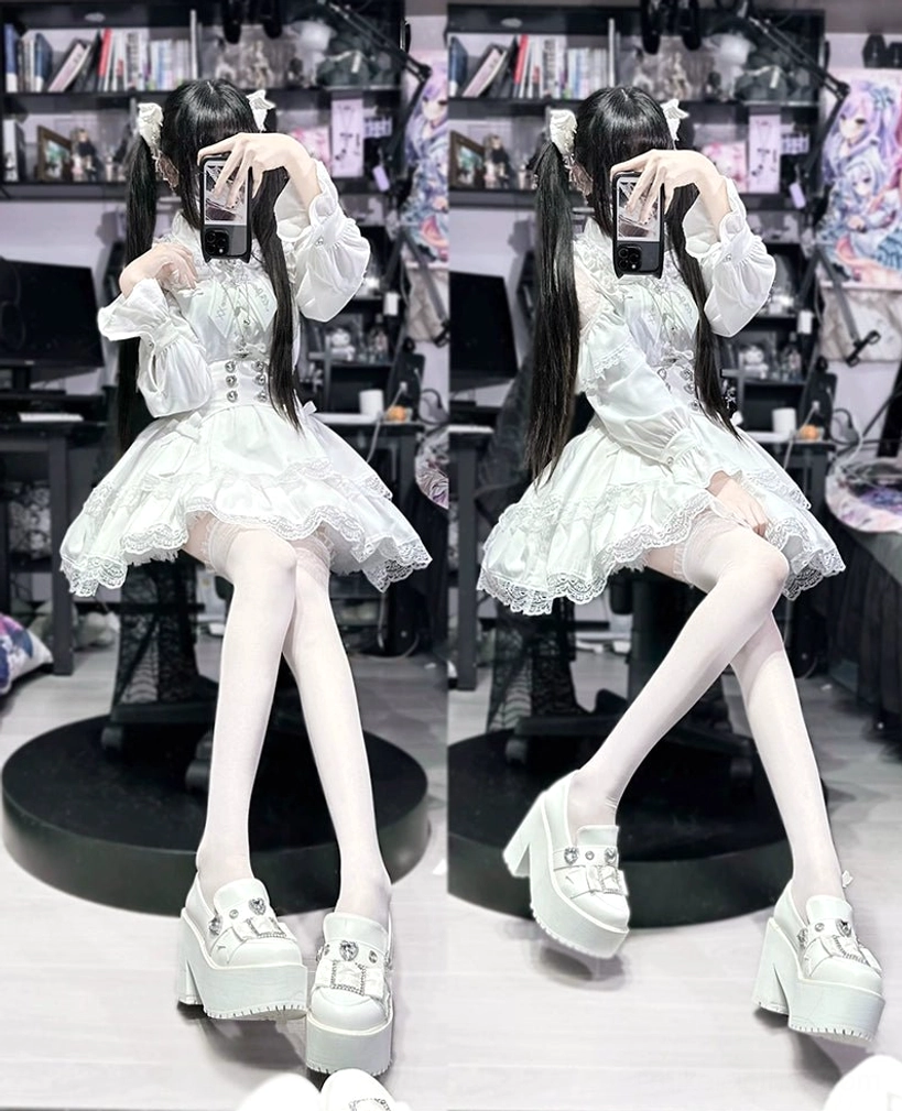 White Jirai Kei platform loafers fashion-forward individual self-expression aesthetic declaration