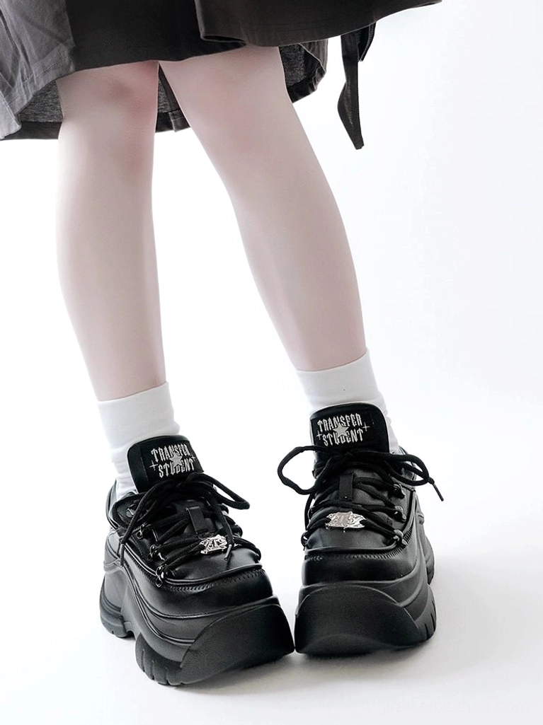 White matte jirai kei platform casual sneakers styling showcase with white socks perfect for jirai kei fashion aesthetic and layering