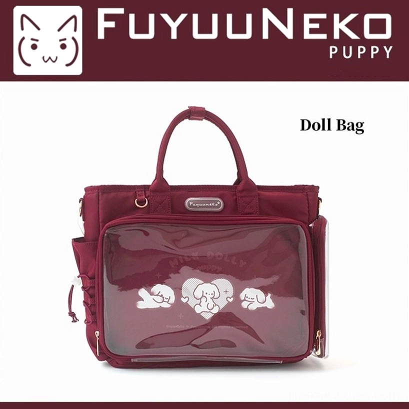 Wine red Jirai Kei doll bag edgy subculture vibes anime character transparent display compartment
