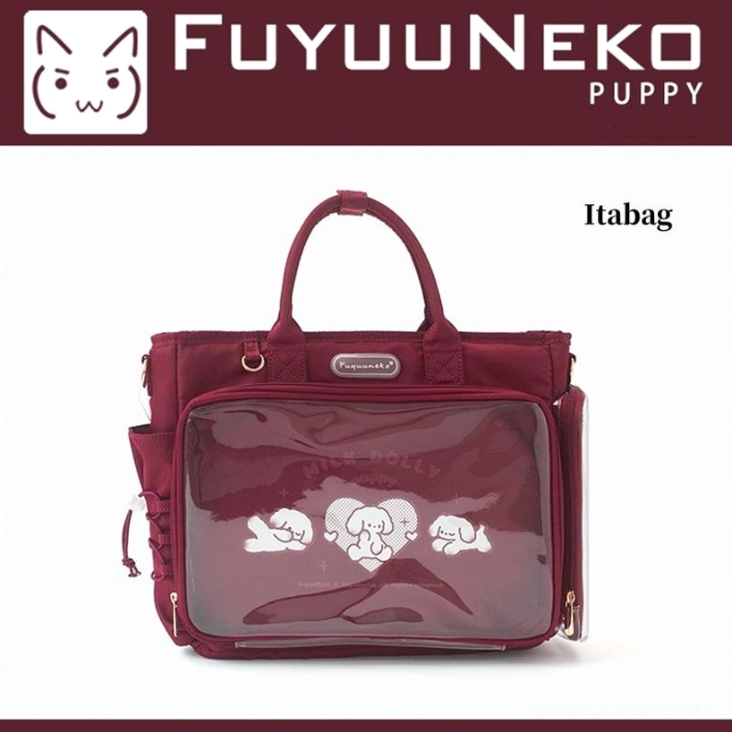 Wine red Jirai Kei itabag elegant dark anime characters transparent window collectible display