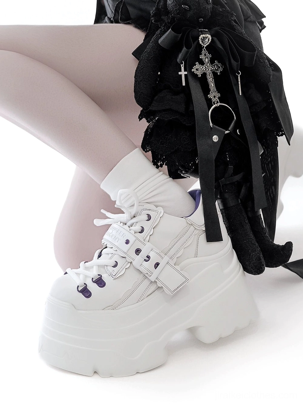 Y2K jirai kei platform shoes care and maintenance guide, storage recommendations for space leather upper and purple hardware preservation